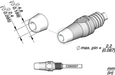 Obrázok produktu pre JBC odpájkovací hrot série D530, D530007/2,4 mm, 4,8 mm, Pincleaning D530007