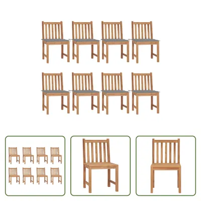Produktbild von The Living Store Gartenstühle 8 Stk. mit Kissen Massivholz Teak