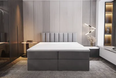 Produktbild von TRADA Boxspringbett 180x200 Palermo mit Bettkästen mit Matratze mit Topper Komplett-Set Polsterbett Bonell H3 Grau