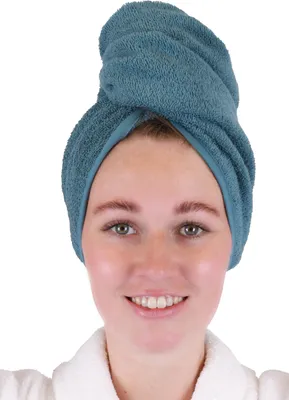 Produktbild von Betz 1 Stück Turban Handtuch 100% Baumwolle Turbantuch - Haar Turban - Frottier Kopfhandtuch - Farbe taubenblau