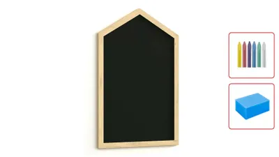 Produktbild von ALLboards Kreidetafel Magnetisch Häuschen Hausform mit Naturholzrahmen 90x60cm + Zubehör