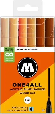 Obrázek produktu pro Akrylové fixy MOLOTOW One4All 127HS 2mm, 6ks Wood Set