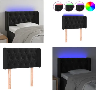 Image de vidaXL LED Tête de lit noir 83x16x78/88 cm velours - LED Tête de lit - LED Têtes de lit - Tête de lit
