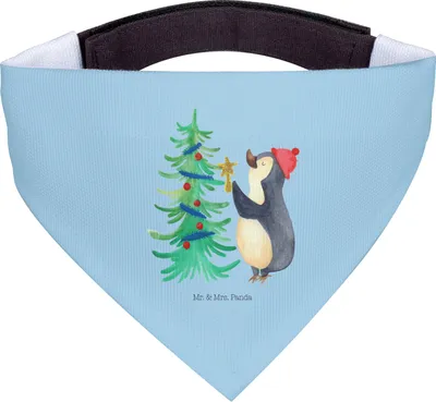 Produktbild von Mr. & Mrs. Panda Hundehalstuch Pinguin Weihnachtsbaum - Eisblau - Geschenk, Halstuch für Hund, Weihnachten, Dreieckstuch, Winter, Bandana, Hunde Hals Tuch