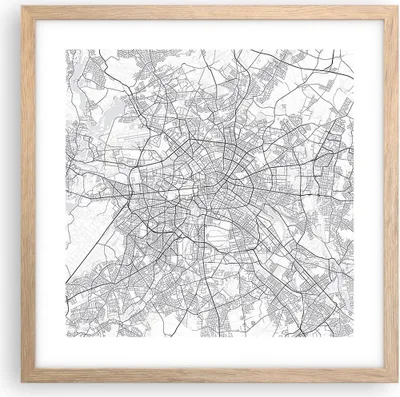 Produktbild von Gerahmtes Poster - Rahmen in heller Eiche - Stadt Karte Berlin - 40x40 cm - Wand Bild - Wanddeko - Wandbilder - Kunstposter - Wandposter - Bilderrahmen - Bilder - Kunstdruck - P2NAC40x40-4681