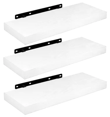 Image de Ensemble de 3 étagères murales - 40 x 15 x 3 cm - Étagères en bois - Étagères murales flottantes - Étagères avec supports - Construction robuste