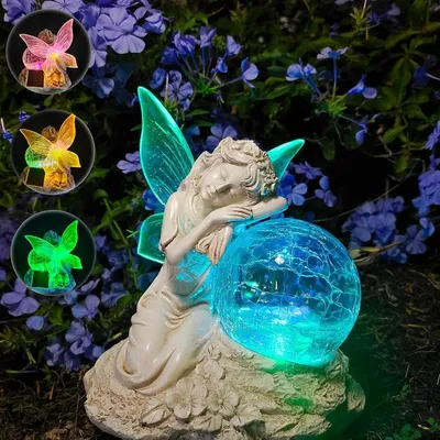 Immagine prodotto di Statua da giardino elfo - Solare - Con luce a sfera - 15,5 x 12,1 x 18,4 cm - Per esterno