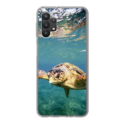 Produktbild von MuchoWow® Handyhülle Schutzhülle Hülle für Samsung Galaxy A32 5G Schildkröte - Wasser - Blau Silikon Softcase Handy Hülle - Softcase