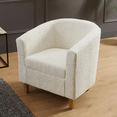 Produktbild von riess-ambiente Lounge Sessel HEMINGWAY beige Bouclé Tweed Soft Cocktailsessel mit Armlehnen Schaumstoff-Polsterung