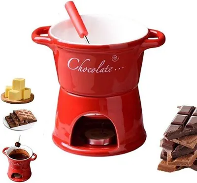 Image de Fontaine à chocolat en céramique rouge pour desserts individuels