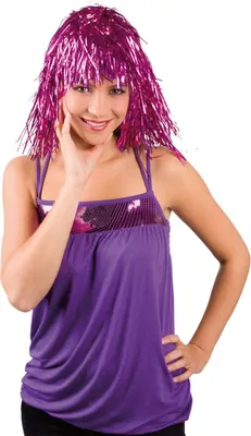 Produktbild von Folienperücke Lametta fuchsia für Damen