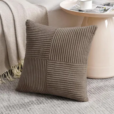 Produktbild von Kissenbezug Hellbraun 50x50 cm Kordsamt Weich Dekokissenhülle 1 Stück
