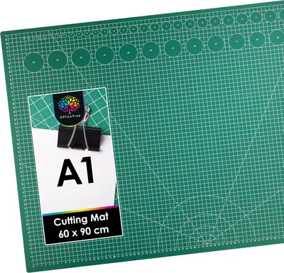 Image de Tapis de découpe A1 - Vert - Avec grilles et repères - Plateau de travail pour travaux manuels de 90 x 60 cm, idéal pour la couture et la peinture