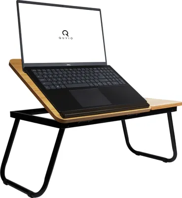 Immagine prodotto di QUVIO Comodino con portabicchieri - Comodino - Tavolino per laptop - Comodino per letto - Comodino - Regolabile - Aspetto legno