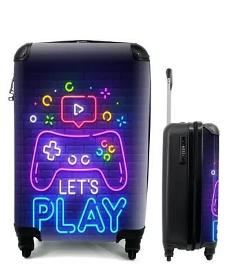 Obrázek produktu pro Kufr Příruční zavazadlo na kolečkách Malý cestovní kufr na 4 kolečkách Hry - Neon - Let's Play - Ovladač - Citáty - Velikost kabiny < 55x40x23 cm a