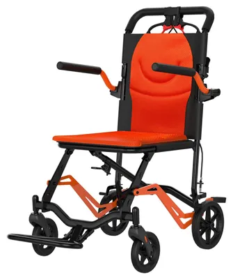 Produktbild von Leichter Transportrollstuhl - Faltbarer Aluminium-Reiserollstuhl - Schmaler Sitz - Bis 100 kg belastbar - Manuell