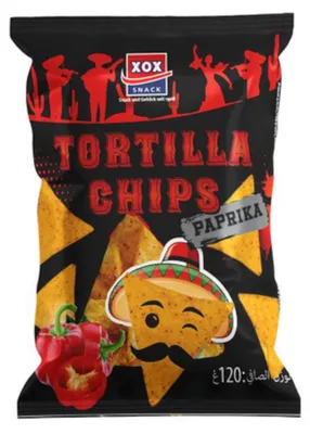 Obrázek produktu pro XOX Tortilla Chips Paprika kukuřičné chipsy s paprikovým kořením 120g