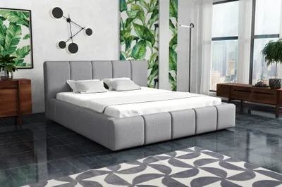 Produktbild von Polsterbett Bett Doppelbett GENUA Komplettset 180x200cm Stoff Sawana Hellgrau