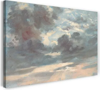 Produktbild von Leinwandbild (120x80cm): John Constable - Wolkenstudie Stürmischer Sonnenaufgang, echter Holz-Keilrahmen inkl. Aufhänger, handgefertigt in Deutschland