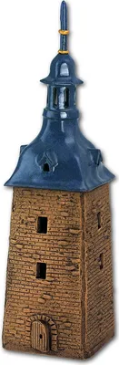 Produktbild von LeuchtKeramik Teelicht Stadtturm braun Dekohaus aus Keramik 7x7x25cm DKH97NQ
