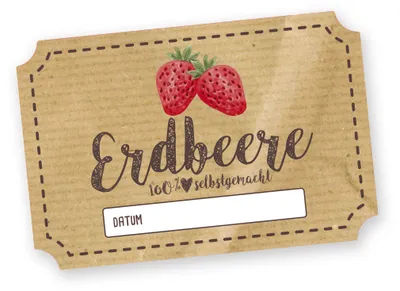 Produktbild von Itenga 50 x Marmeladenetikett rechteckig 6x4cm Erdbeere