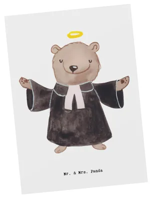 Produktbild von Mr. & Mrs. Panda Postkarte Pfarrer Herz - Weiß - Geschenk, Fotokarte, Theologe, Pastor, Grußkarte, Kirche, bildkarte, Postkarten, Ansichtskarte