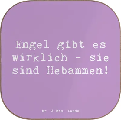 Produktbild von Mr. & Mrs. Panda Untersetzer für Gläser Spruch Hebamme Engel - Lavendeltraum - Geschenk, gläseruntersetzer, Anerkennung, Aufmerksamkeit, Coaster, unterleger, Danke, sagen