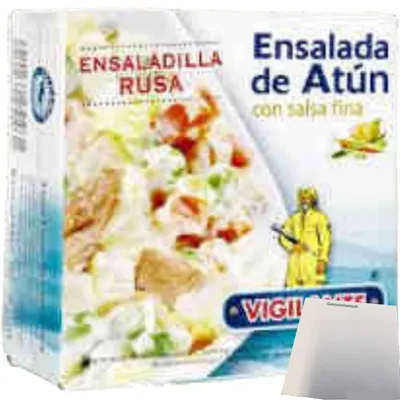 Produktbild von Vigilante "Thunfischsalat in feiner Soße" Ensaladilla Rusa (170g Dose) + usy Block