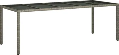 Produktbild von Gartentisch Grau 250x100x75 cm Hartglas und Poly Rattan