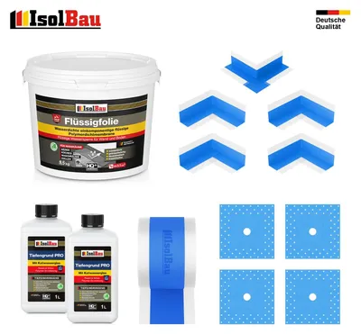 Dichtset Dusche Flüssigfolie 9,5 kg Abdichtset Dichtband Set Bad Duschelement