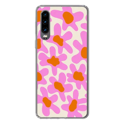 Produktbild von MuchoWow® Handyhülle Schutzhülle Hülle für Huawei P30 Blume - Rosa - Muster Silikon Softcase Handy Hülle - Kartenbesitzer - Geburtstag Teenager