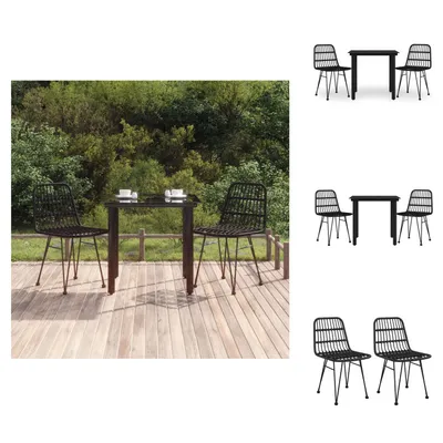 Produktbild von vidaXL 3-tlg. Garten-Essgruppe Schwarz Poly Rattan -  Gartenmöbel-Sets