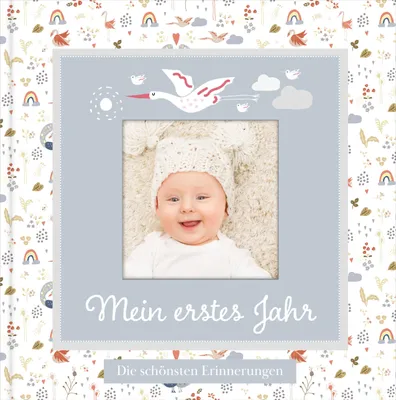 Produktbild von Babyalbum mit Fensterausschnitt für das 1. Lebensjahr zum Eintragen der schönsten Momente und Erinnerungen mit Platz für Fotos | genderneutral für Jungen und Mädchen