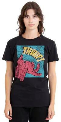 Produktbild von Spider-MAN Damen Spiderman Thwip Panel Ladies Shirt, Black, Schwarz, M EU