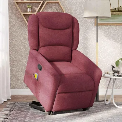Produktbild von vidaXL Massagesessel mit Aufstehhilfe Weinrot Stoff