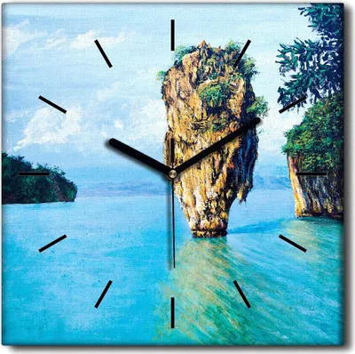 Produktbild von Coloray Uhr auf Leinwand 30x30 cm Wand Uhr Dekoration Wohnzimmer Segeltuch schwarze Hände -Seeinselsteine