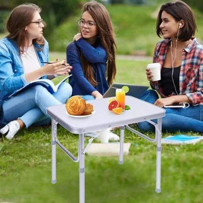 Produktbild von Klappbarer Aluminiumtisch klein höhenverstellbar Outdoor