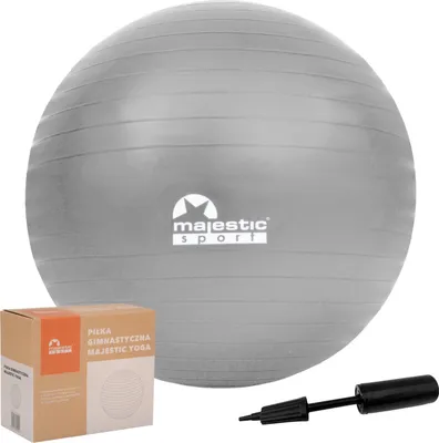 Produktbild von Majestic Sport Gymnastikball, Anti-Burst Pilates Ball, Gymnastikball, sitzball büro, für Balance, Yoga als Fitness Kleingeräte und Balance, 65 cm Grau