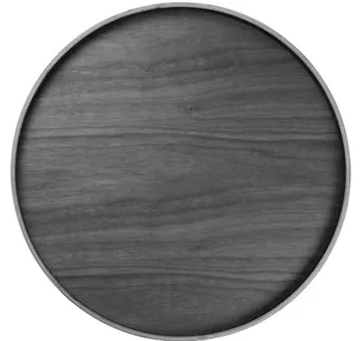 Imagen del producto de Bandeja de madera de nogal sobre base, diámetro 40 cm