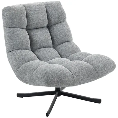Produktbild von HOMCOM Sessel Drehbar Loungesessel mit Breiter Sitzfläche Chenille-Optik Grau