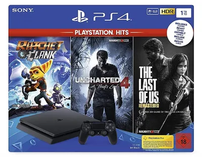 Obrázek produktu pro Sony PlayStation 4 1TB + The Last of Us + Uncharted 4 + Ratchet & Clank, PlayStation 4, Černá, 8192 MB, GDDR5, AMD Jaguar, AMD Radeon