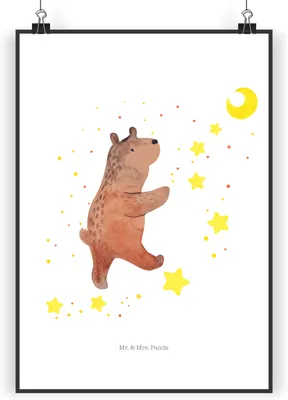 Produktbild von Mr. & Mrs. Panda Bild Bär Träume DIN A5 - Weiß - Geschenk, Teddy, Kunstdruck, Traumdeutung, Träumen, wanddeko, Wanddekoration, Wandbild, Traum, drucke