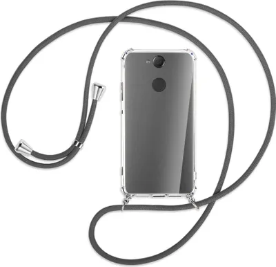 Produktbild von Handykette Backcover-Schutzhülle mit Band (Metall silberfarben) für Sony Xperia XA2 - dunkelgrau