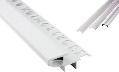 Produktbild von T-40 20° LED Alu Fliesenprofil Treppenprofil Stufen 12mm weiss 1m milky