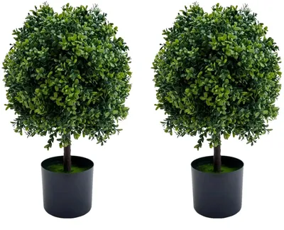 Zdjęcie produktu dla Sztuczne kuliste rośliny, zestaw 2 sztuk, dekoracja do wnętrz i na zewnątrz, 50 cm