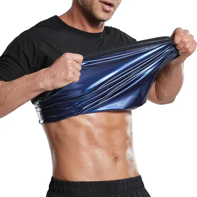 Productafbeelding van Sauna Zweet Shirt voor Gewichtsverlies – Warmtevangend T-shirt voor Mannen – Neopreen Trainer Corset Taille Body Shaper