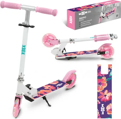 Obrázok produktu pre Ľahká detská skladacia kolobežka SKIPO Floral WXM - hliníková, LED 120 mm, 2 kg