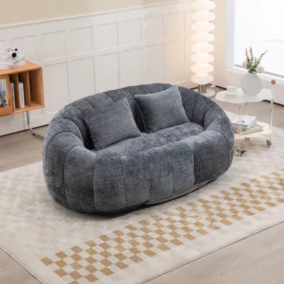 Obrázok produktu pre AIORBER Lazy Sofa Sedací vak Kreslo s podrúčkami, Memory Foam Podlahové kreslo Chenille Lounge Chair pre obývačku Herné relaxačné kreslo Vnútorné Vonkajšie Šedé
