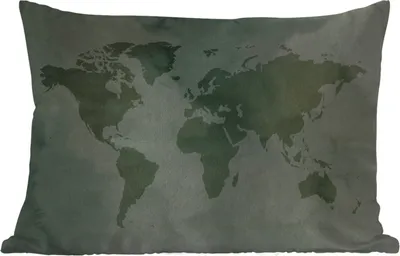 Produktbild von MuchoWow® Outdoor Kissen - Weltkarte - Aquarell - Grau - 60x40 cm - Wetterfest - Lounge Kissen - Zierkissen - Kissen für Innenräume