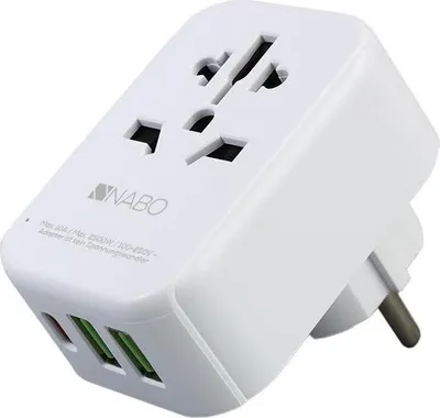 Obrázek produktu pro Nabo RA 200 Cestovní adaptér "World to Europe" (2- a 3-pinový) včetně 2x USB, 1x USB-C